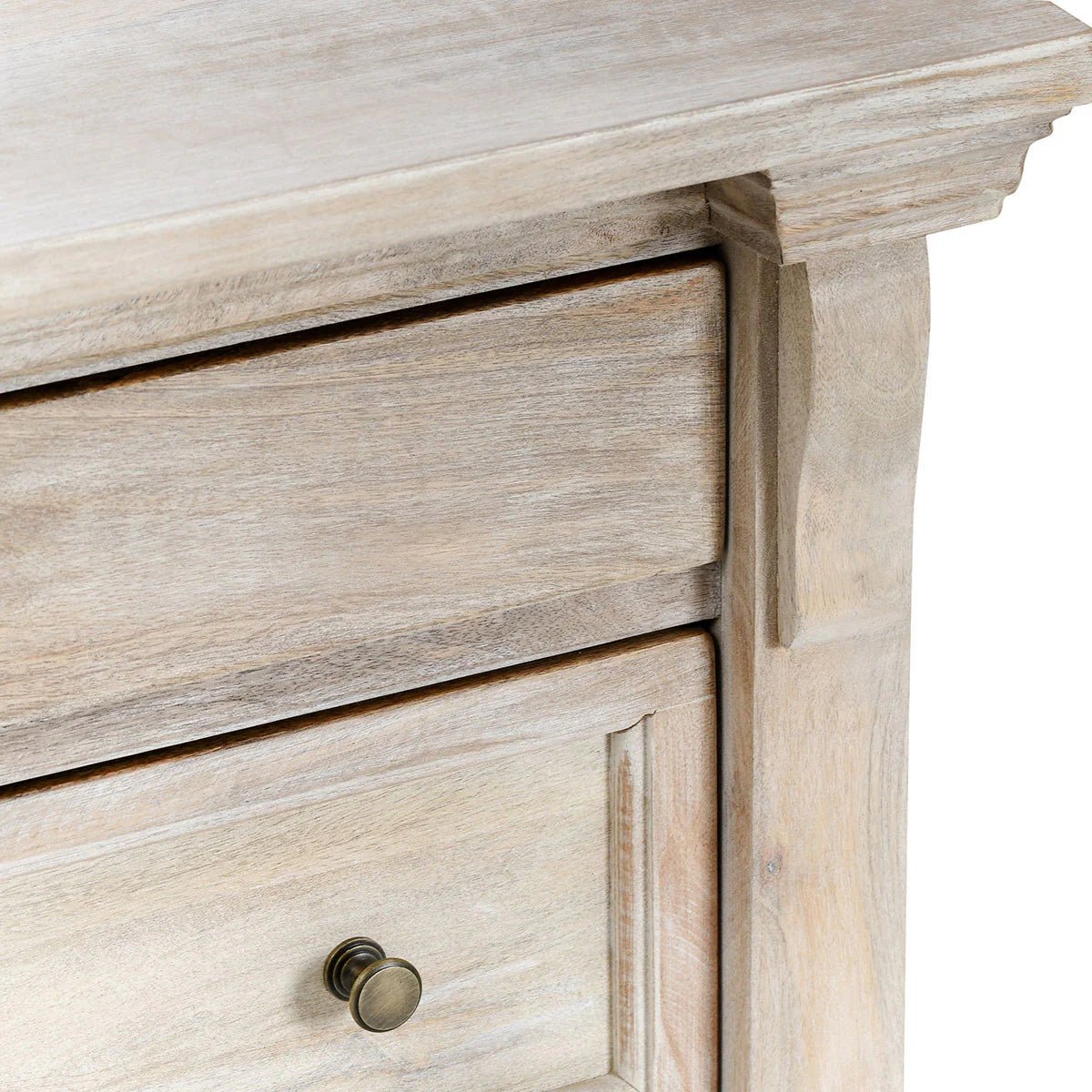 Adelaide 3 Drawer Nightstand - Natural White Wash - The Furnishery