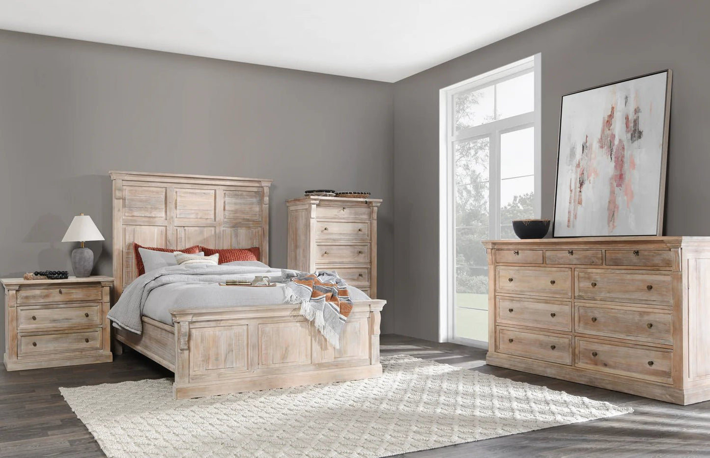 Adelaide 3 Drawer Nightstand - Natural White Wash - The Furnishery