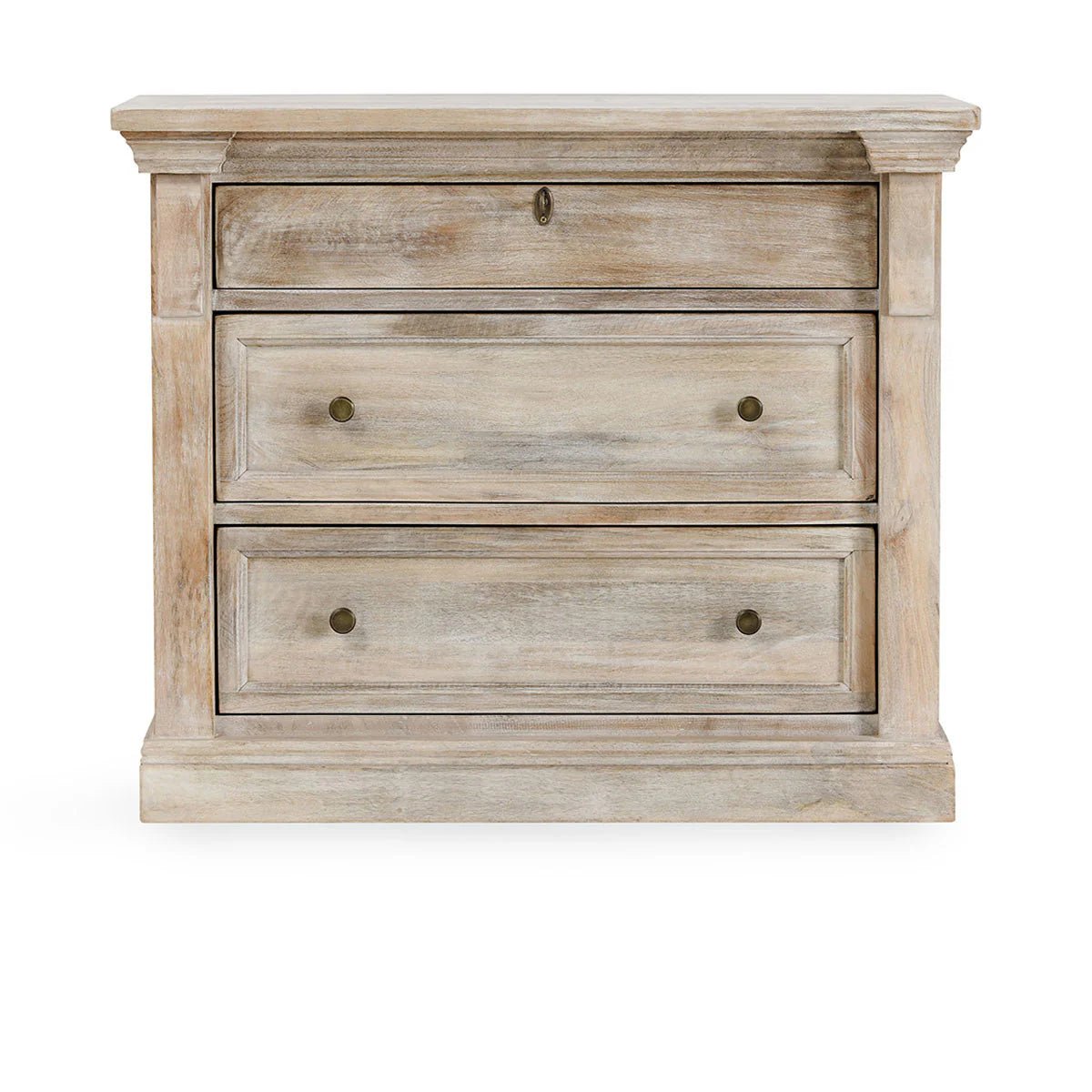 Adelaide 3 Drawer Nightstand - Natural White Wash - The Furnishery