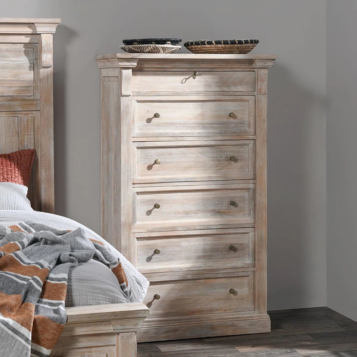 Adelaide 6 Drawer Chest - Natural White Wash - The Furnishery