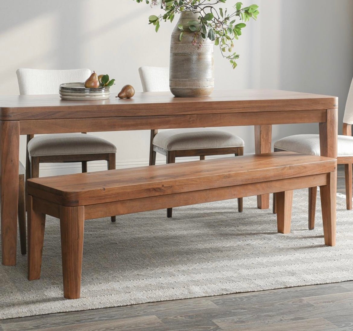 Arno Acacia Wood 64" Bench Natural - The Furnishery
