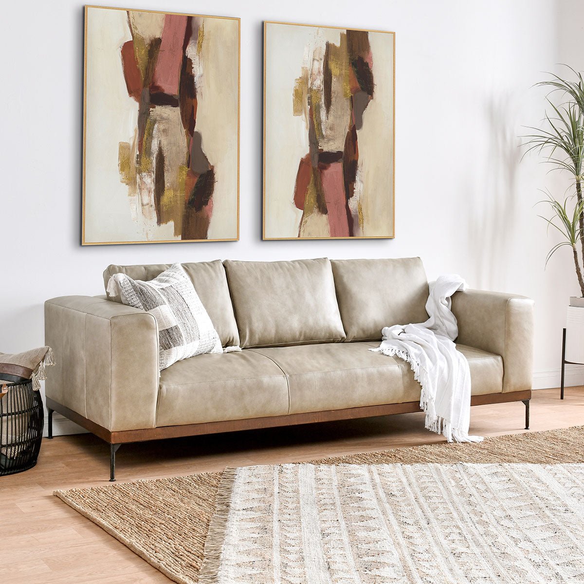 Barclay - 95" Top Grain Leather Sofa - Down Gray & Iron - The Furnishery
