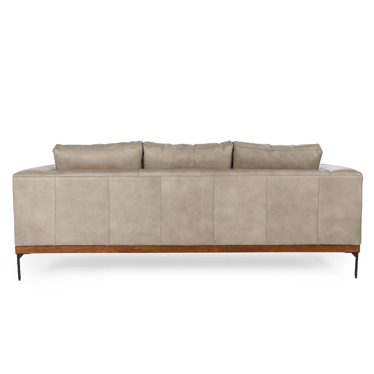 Barclay - 95" Top Grain Leather Sofa - Down Gray & Iron - The Furnishery