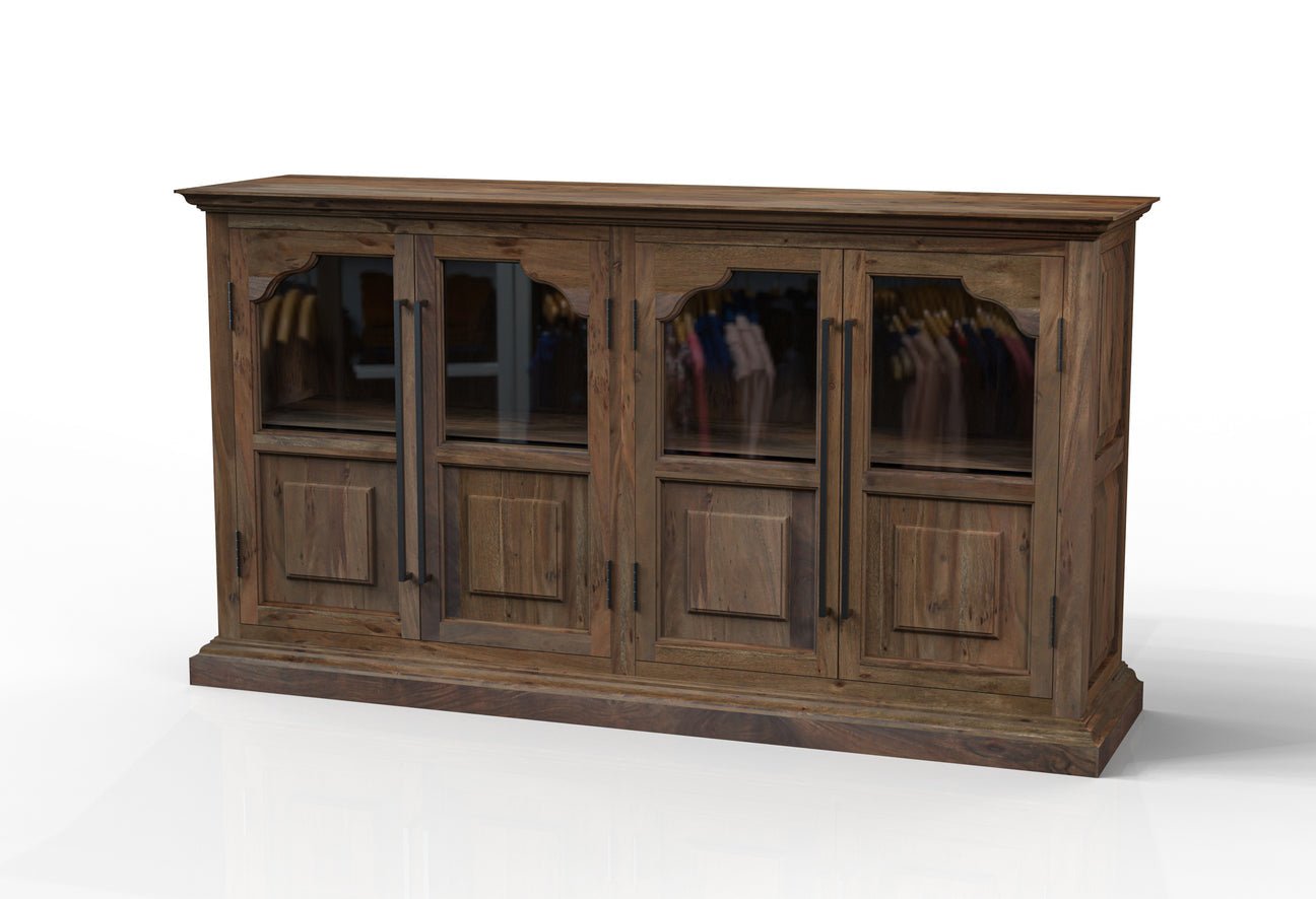 Brandon 76" 4 Door Sideboard - Natural + Smoke - The Furnishery