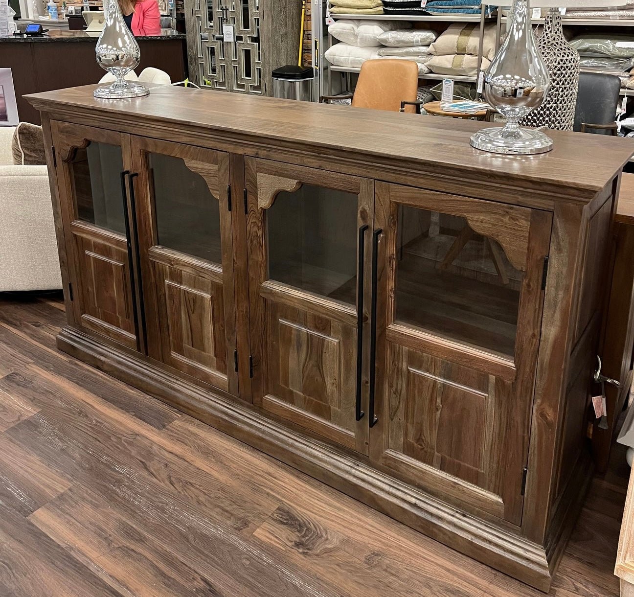 Brandon 76" 4 Door Sideboard - Natural + Smoke - The Furnishery