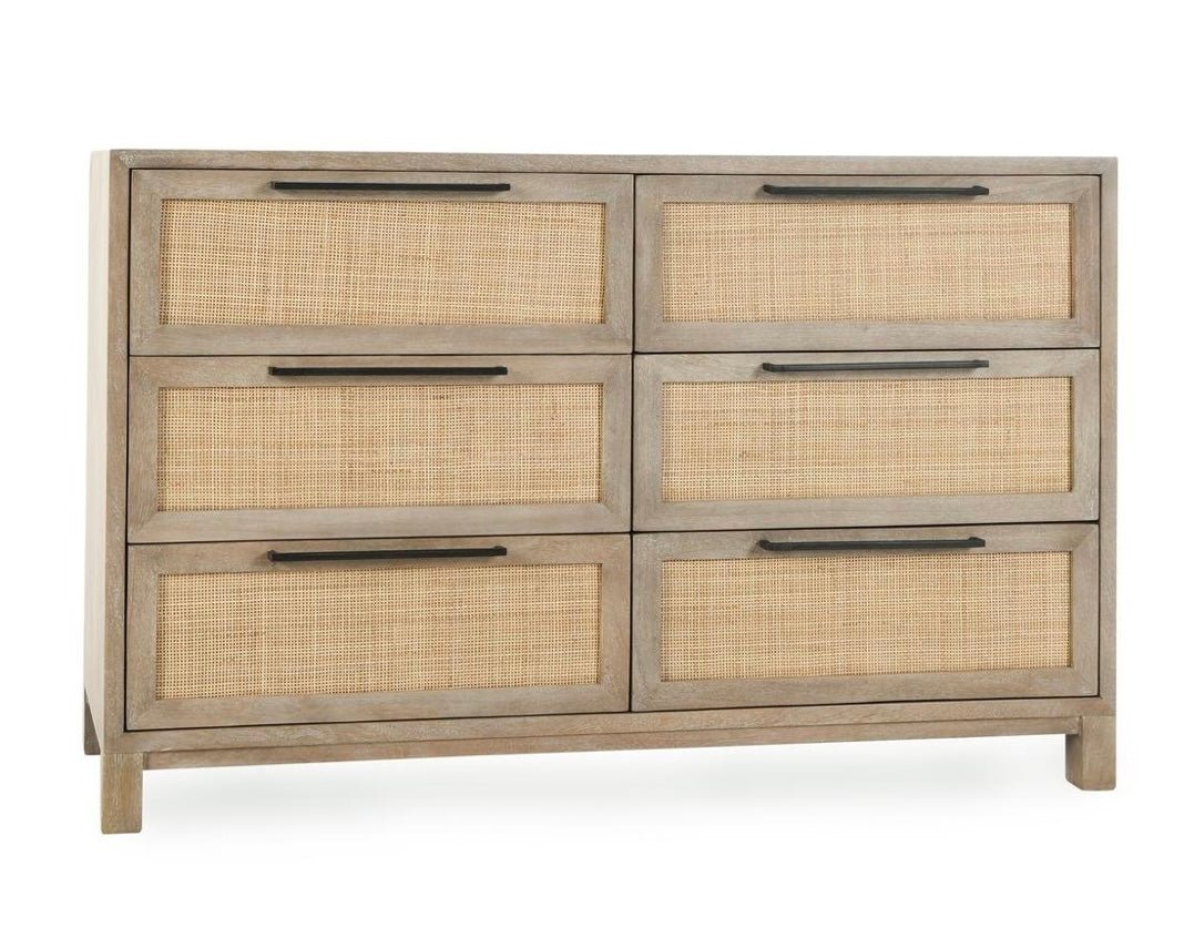 Jensen - Rattan Natural Wood 6 Drawer Dresser - The Furnishery