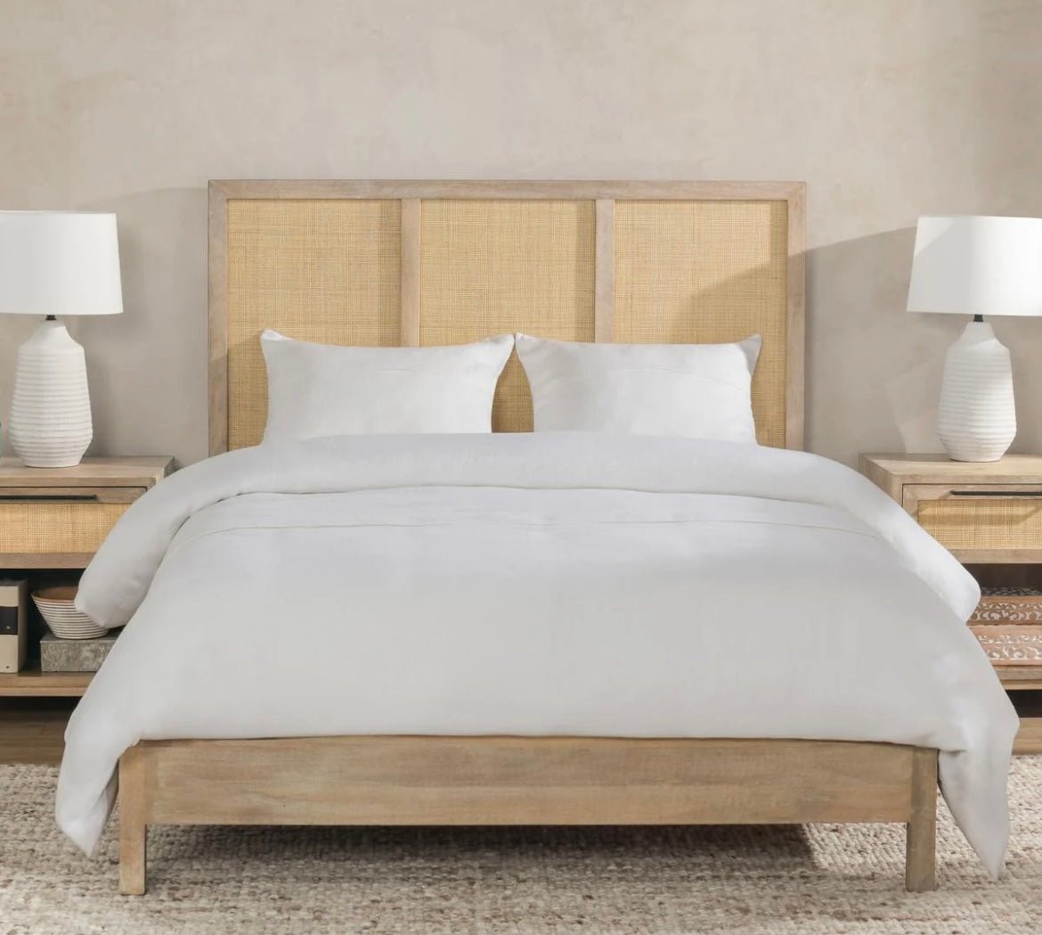 Jensen Rattan Natural Wood Platform Bed - The Furnishery