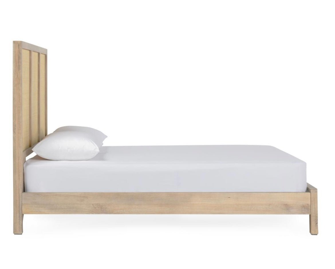 Jensen Rattan Natural Wood Platform Bed - The Furnishery