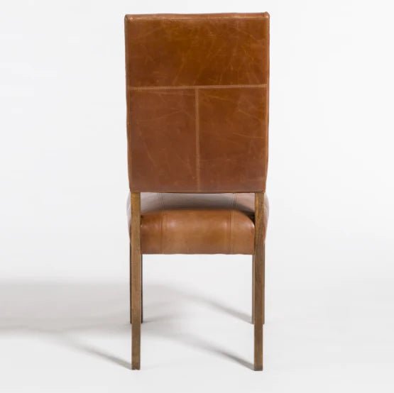 JOYCE TOP GRAIN LEATHER DINING CHAIR - TOBACCO + ASH - The Furnishery