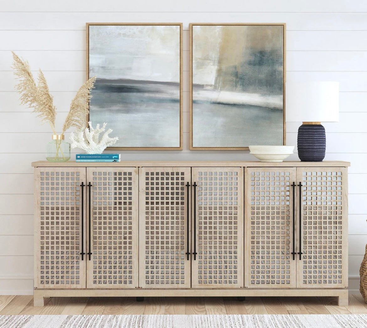 Landon Solid Wood 96” 6 Door Cabinet - The Furnishery