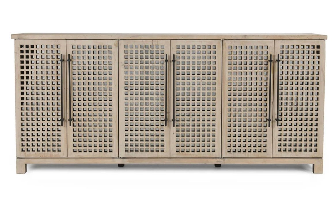 Landon Solid Wood 96” 6 Door Cabinet - The Furnishery