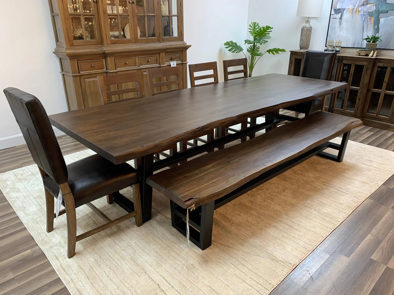 Malcolm Acacia 120" Live Edge Dining Table - Natural + Black - The Furnishery
