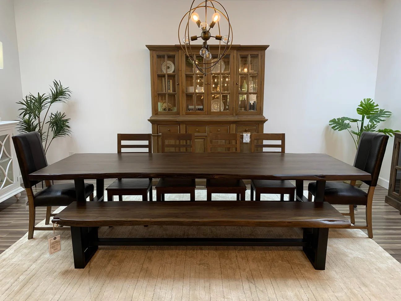 Malcolm Acacia 120" Live Edge Dining Table - Natural + Black - The Furnishery