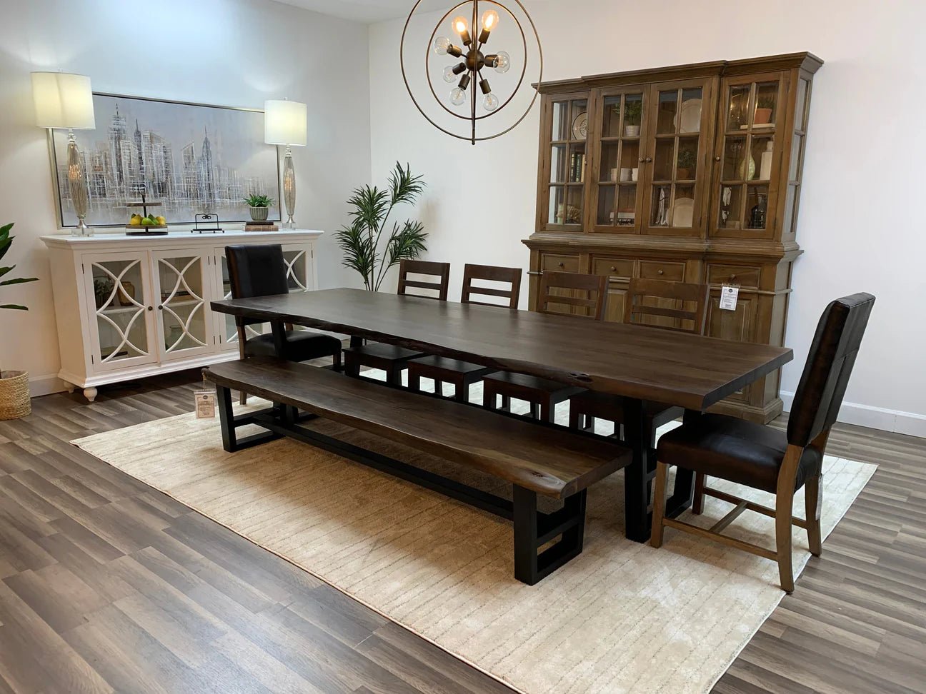 Malcolm Acacia 120" Live Edge Dining Table - Natural + Black - The Furnishery