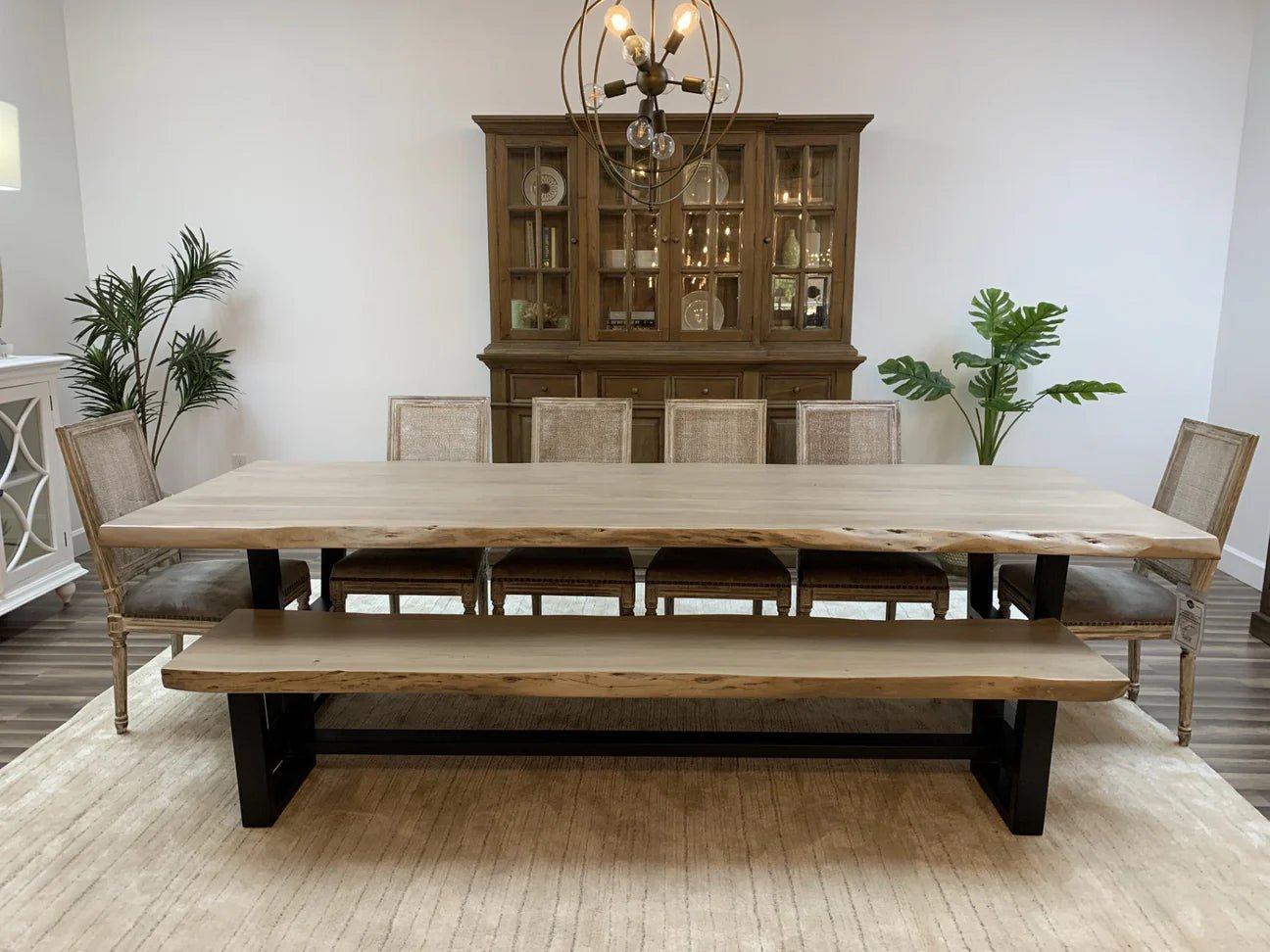 Malcolm Acacia 120' Live Edge Dining Table - New White Wash - The Furnishery