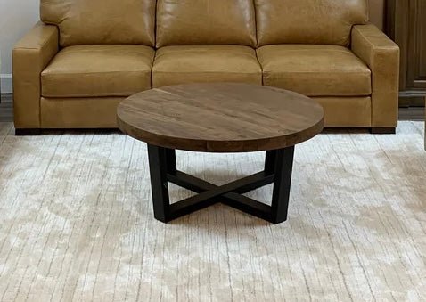 Malcolm Acacia 40" Round Coffee Table - Natural - The Furnishery
