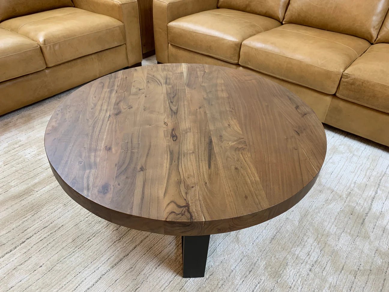 Malcolm Acacia 40" Round Coffee Table - Natural - The Furnishery