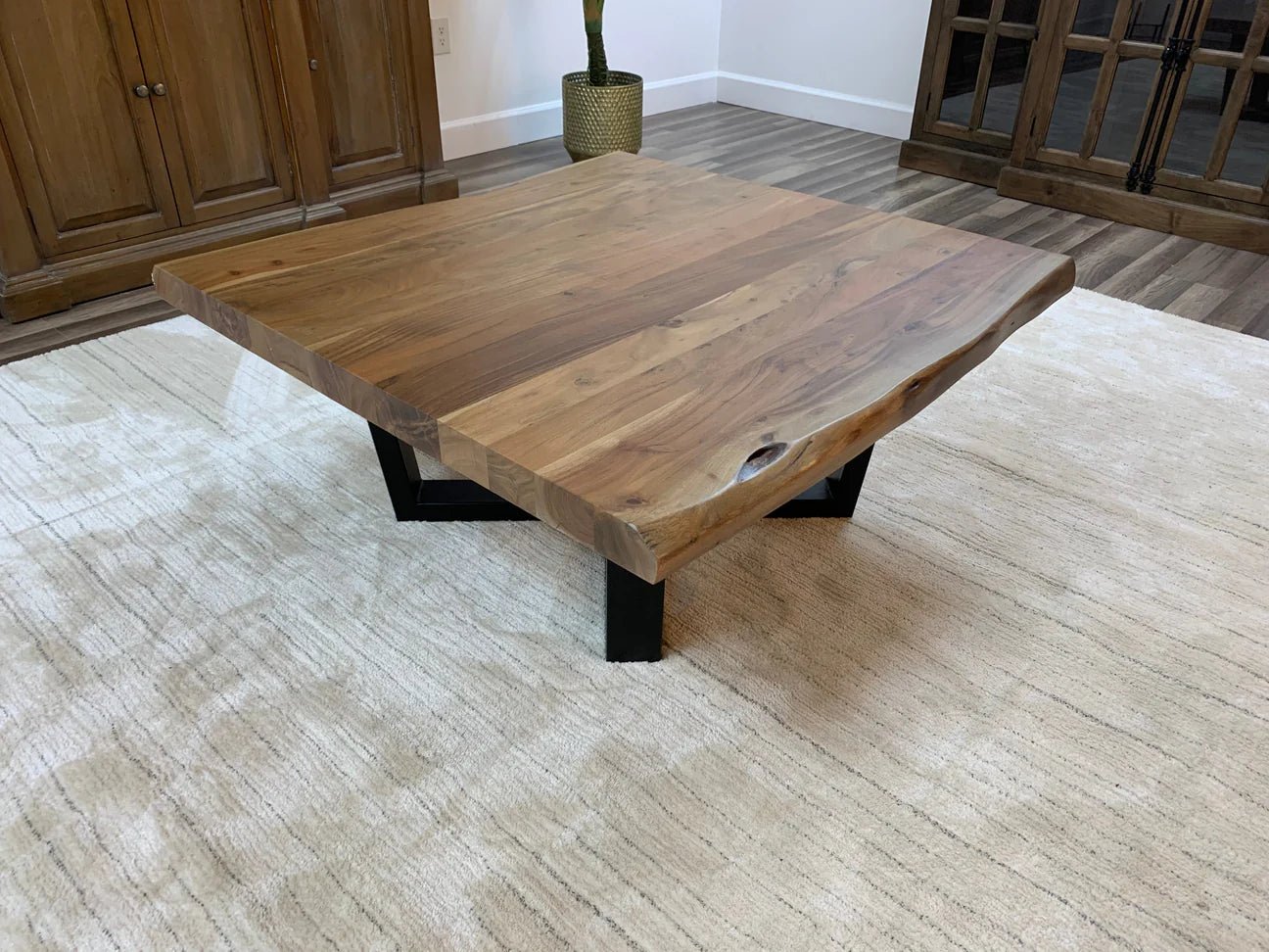 Malcolm Acacia 40" Square Live Edge Coffee Table - Natural - The Furnishery