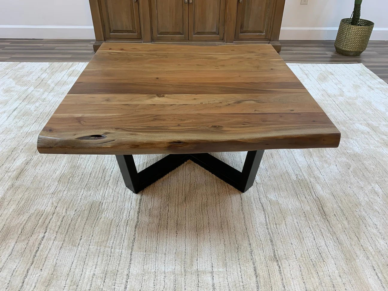 Malcolm Acacia 40" Square Live Edge Coffee Table - Natural - The Furnishery