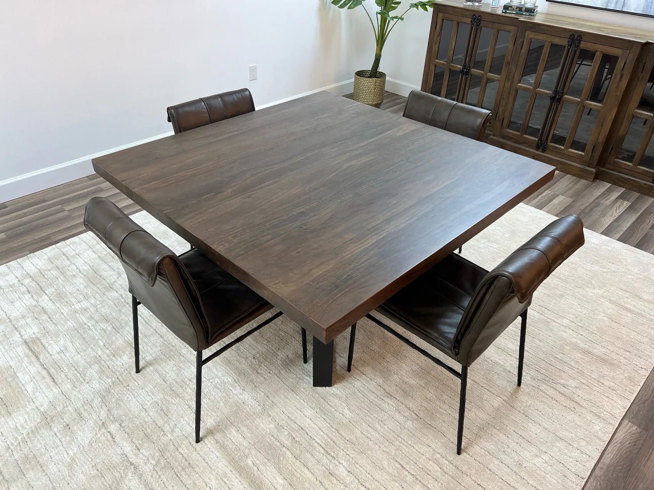 Malcolm Acacia 54” Square Dining Table - Natural + Smoke - The Furnishery