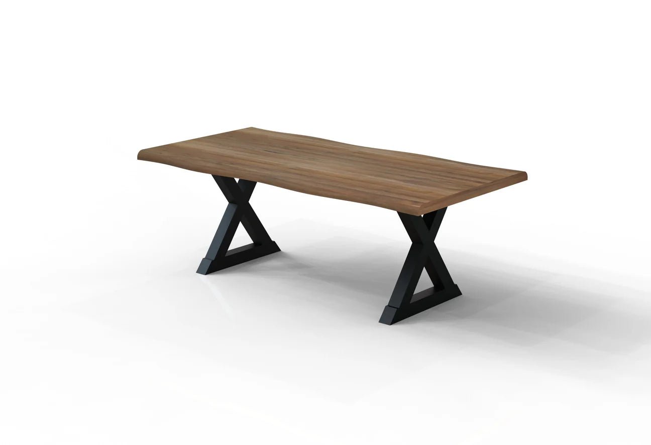 Malcolm Acacia 84" Live Edge Dining Table - Natural + Gray - The Furnishery