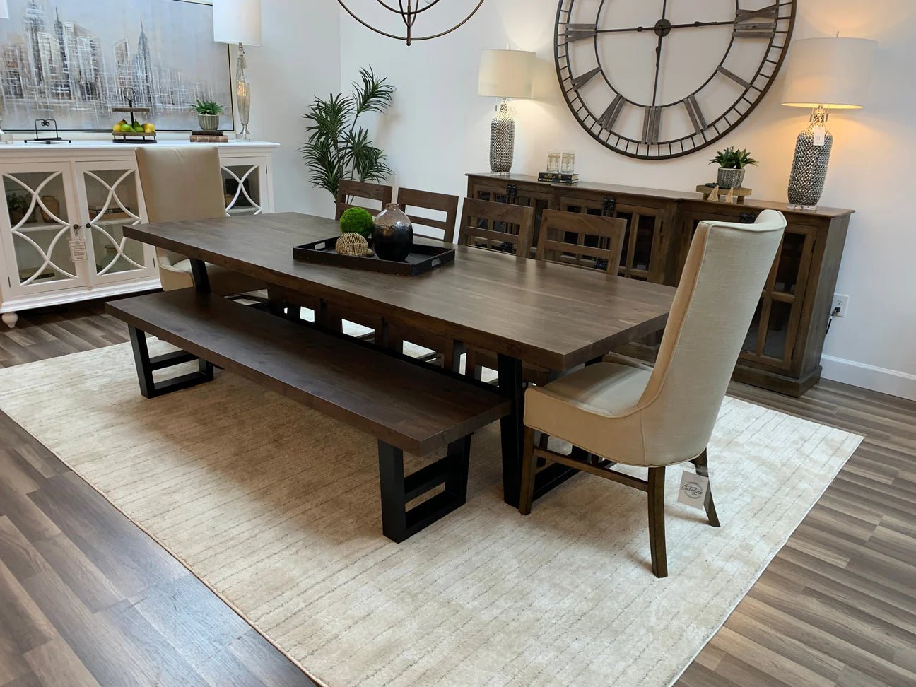 Maxwell Acacia 108” Dining Table - Natural + Smoke - The Furnishery