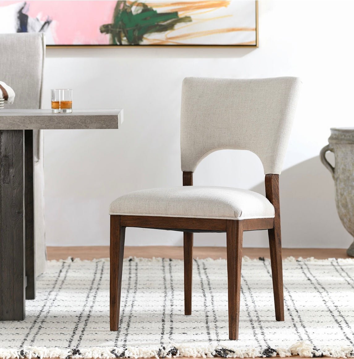 Mitchel Upholstered Dining Chair Set of 2 - Natural or Grey - The Furnishery