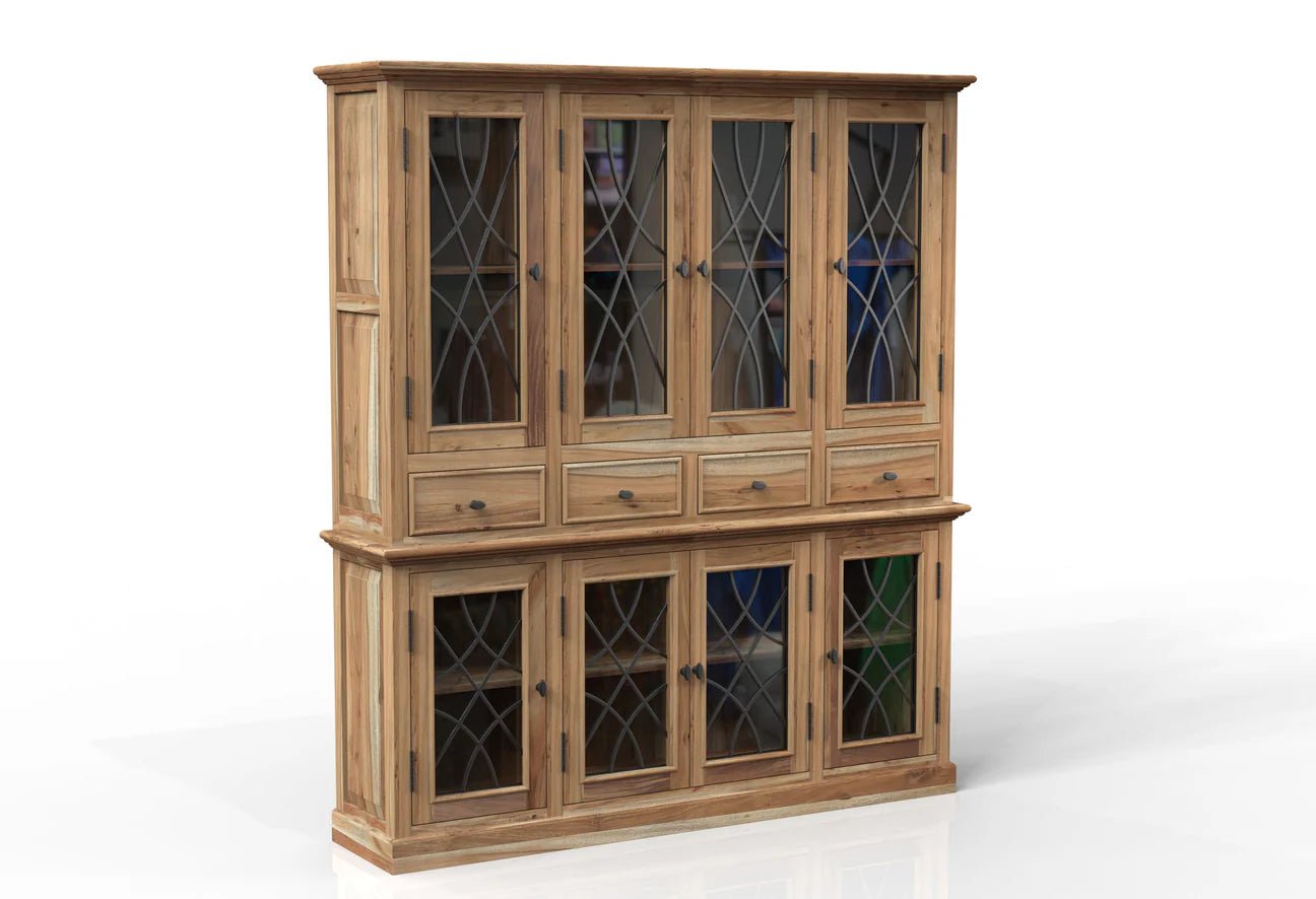 Morrison 80" 4 Door 4 Drawer Cabinet + Hutch - Natural - The Furnishery