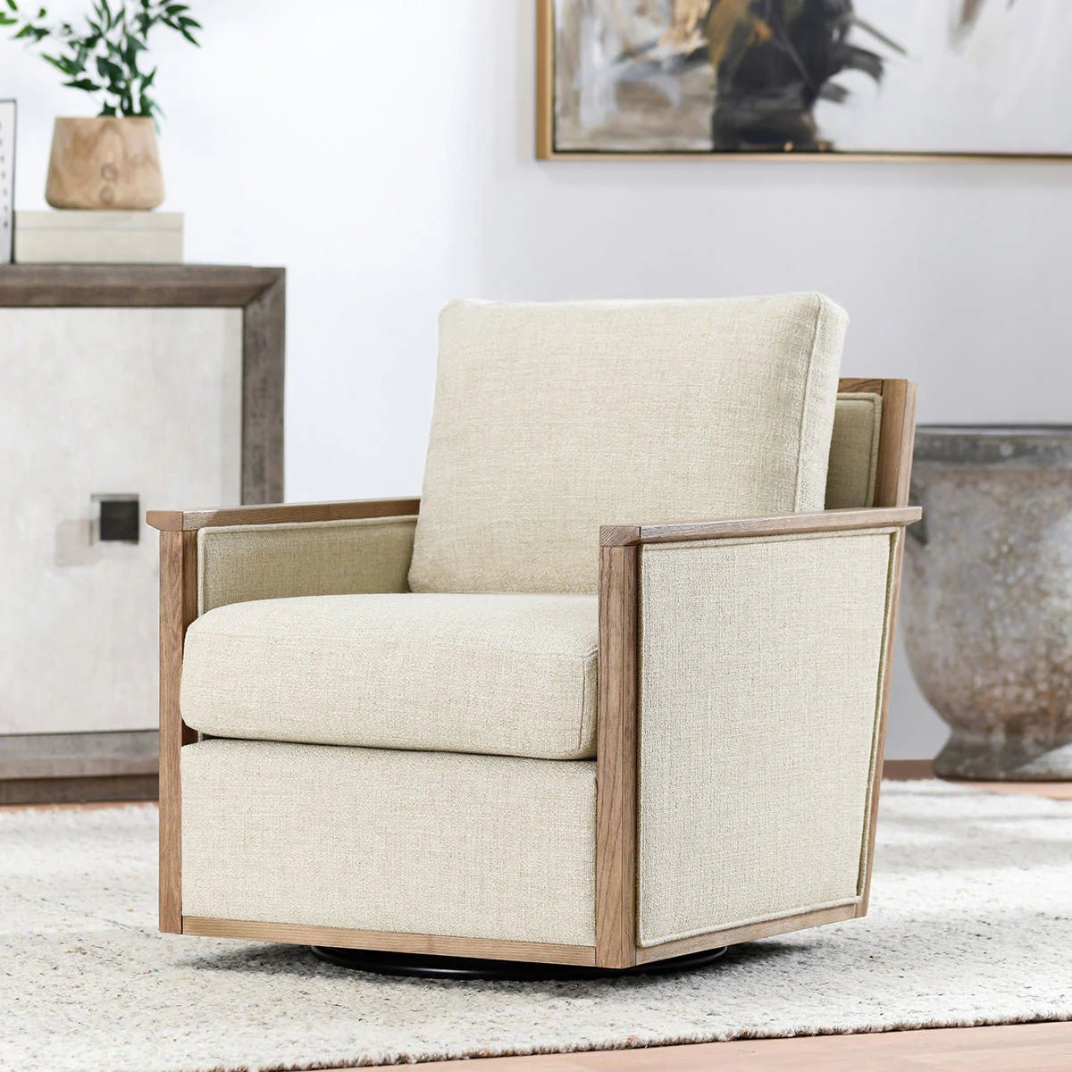 Norman Upholstered Swivel Chair - The Furnishery