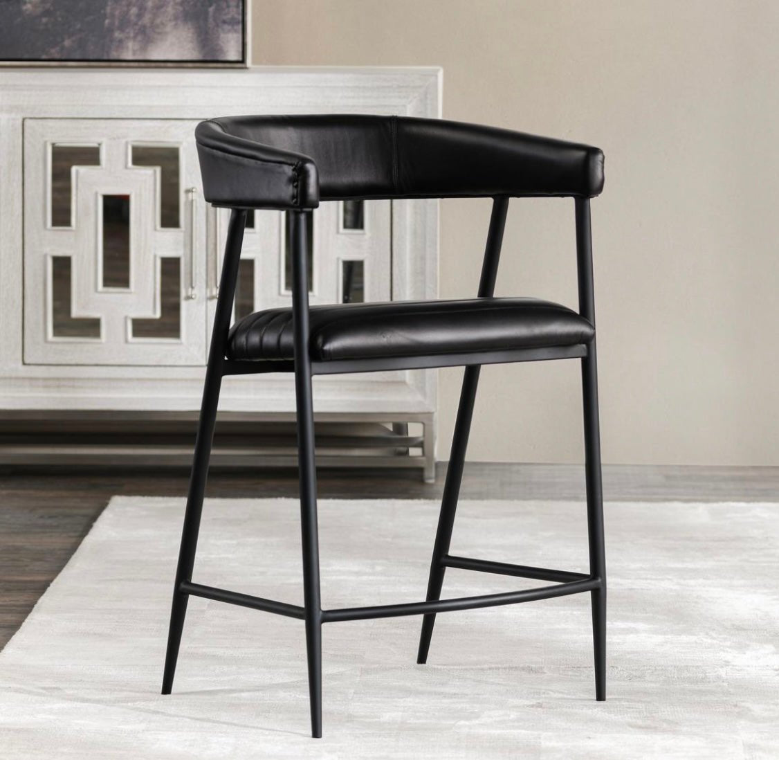 Preston Dining Counter Chair - Black - The Furnishery