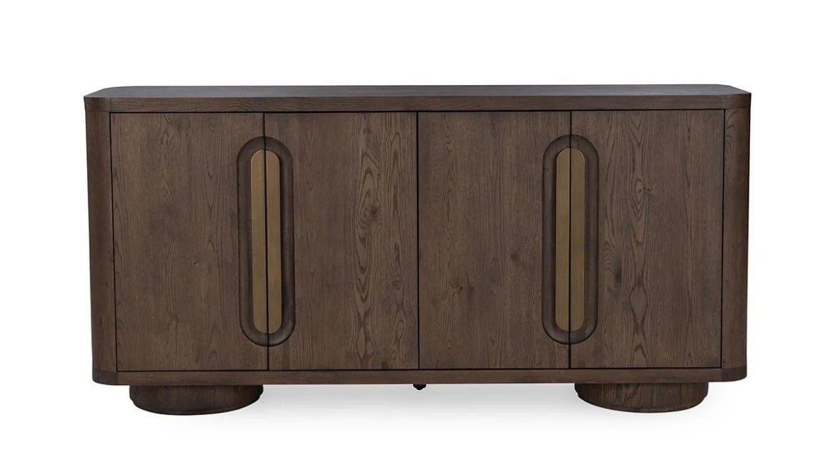Tiber 74” Solid Wood 4 Door Cabinet - Toasted Brown - The Furnishery
