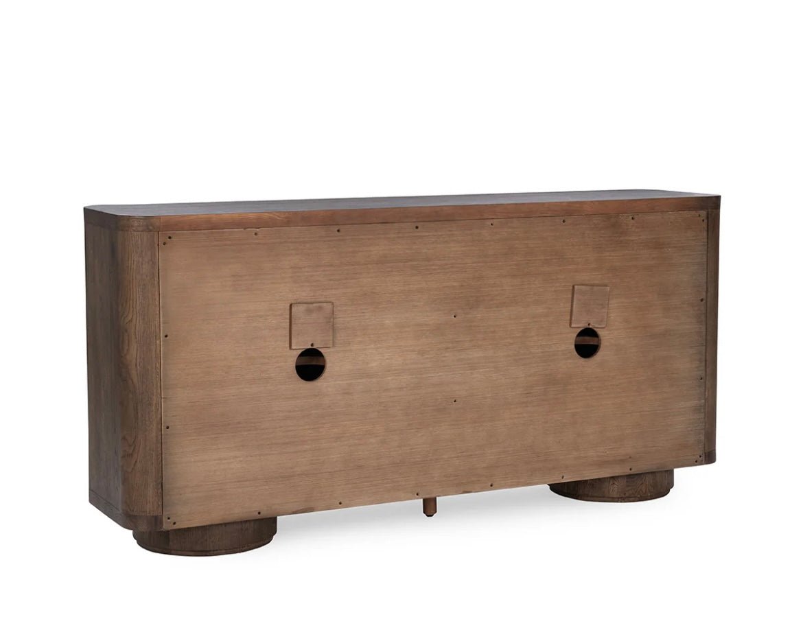 Tiber 74” Solid Wood 4 Door Cabinet - Toasted Brown - The Furnishery