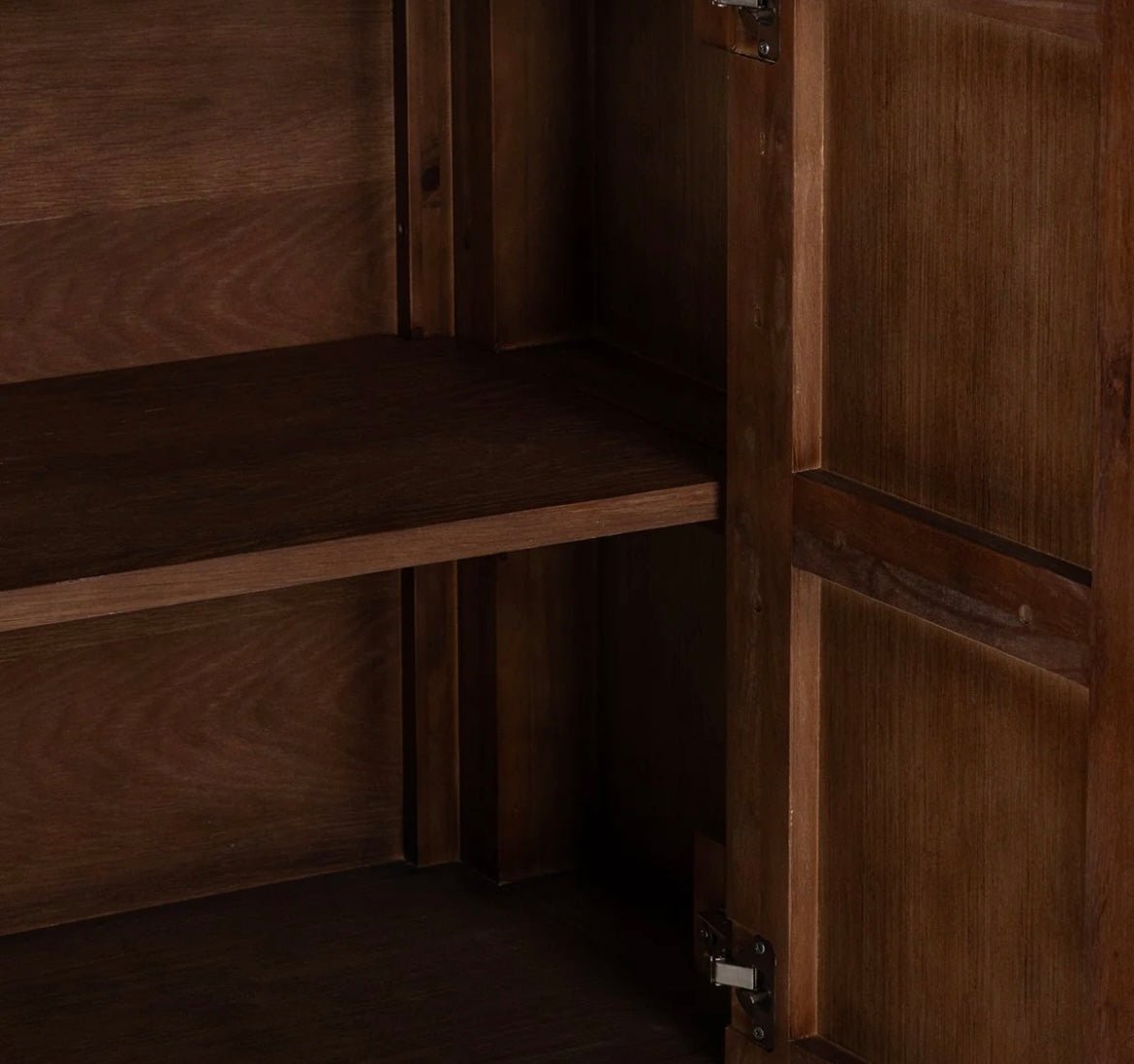 Tiber 74” Solid Wood 4 Door Cabinet - Toasted Brown - The Furnishery