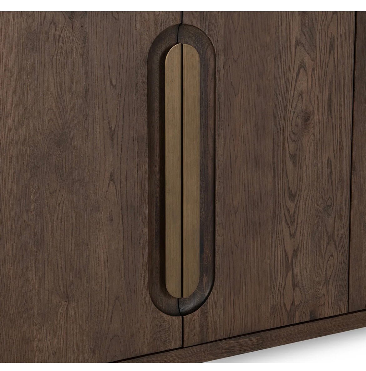 Tiber 74” Solid Wood 4 Door Cabinet - Toasted Brown - The Furnishery