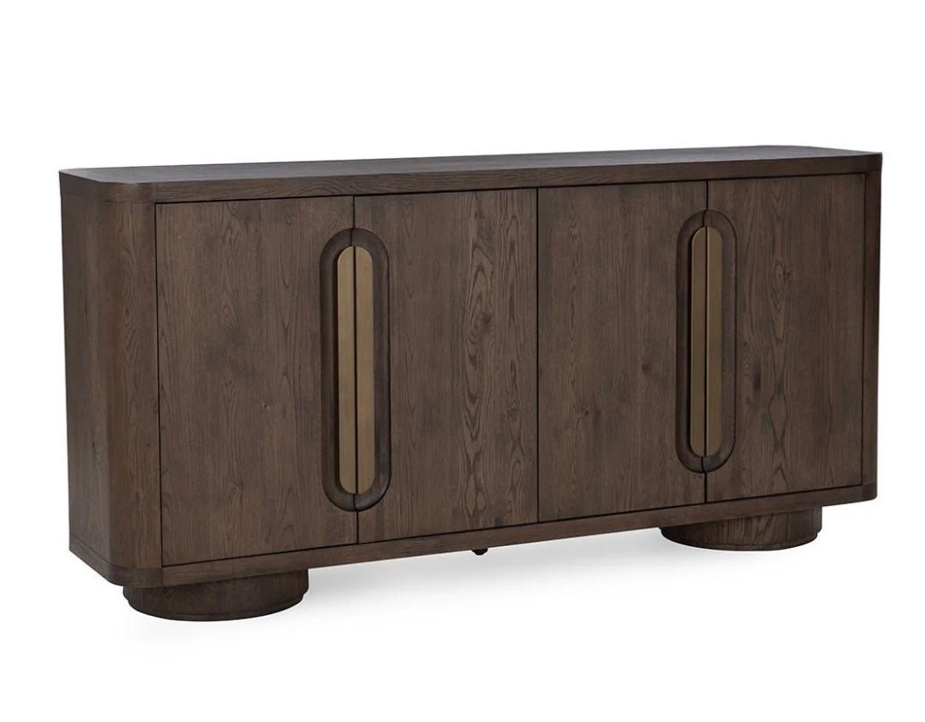 Tiber 74” Solid Wood 4 Door Cabinet - Toasted Brown - The Furnishery