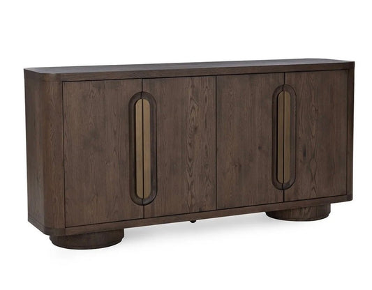 Tiber 74” Solid Wood 4 Door Cabinet - Toasted Brown - The Furnishery