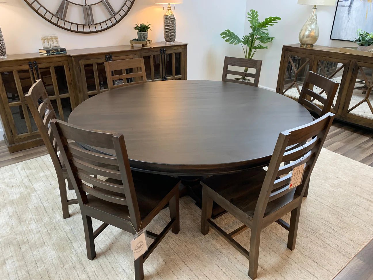 Westchester 72" Acacia Round Dining Table - Natural + Black - The Furnishery
