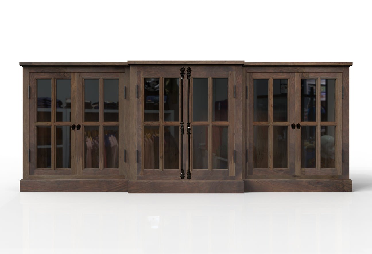 Willis 100" 6 Door Breakfront Sideboard - Natural + Smoke - The Furnishery