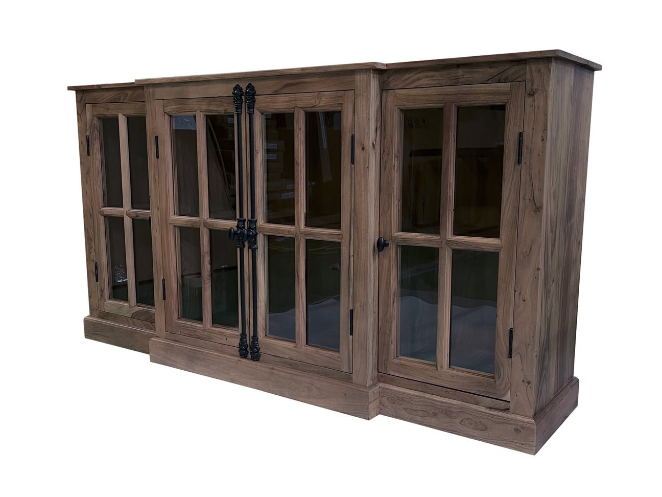 Willis 72 " 4 Door Breakfront Sideboard - Natural + Smoke - The Furnishery