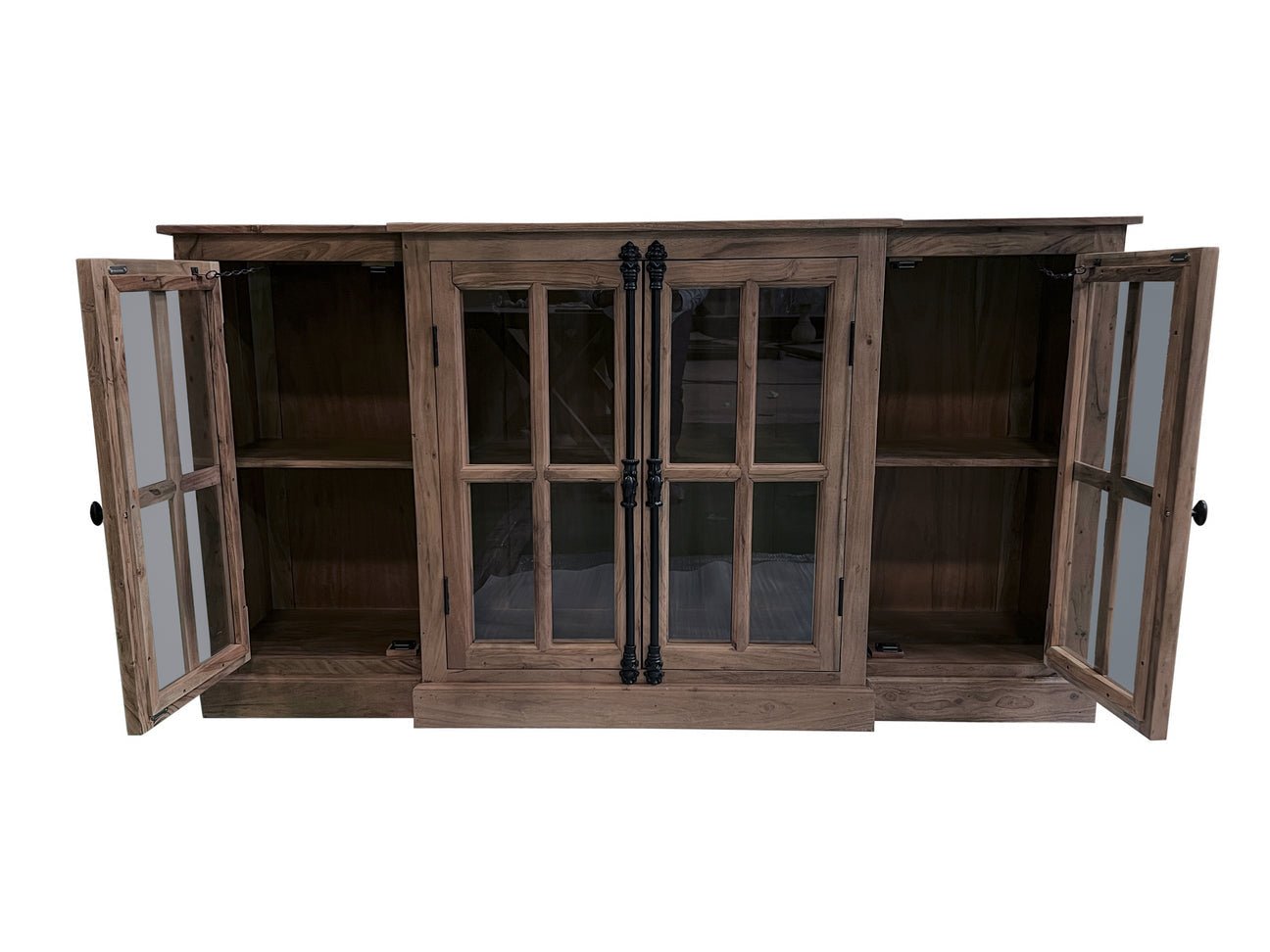 Willis 72 " 4 Door Breakfront Sideboard - Natural + Smoke - The Furnishery