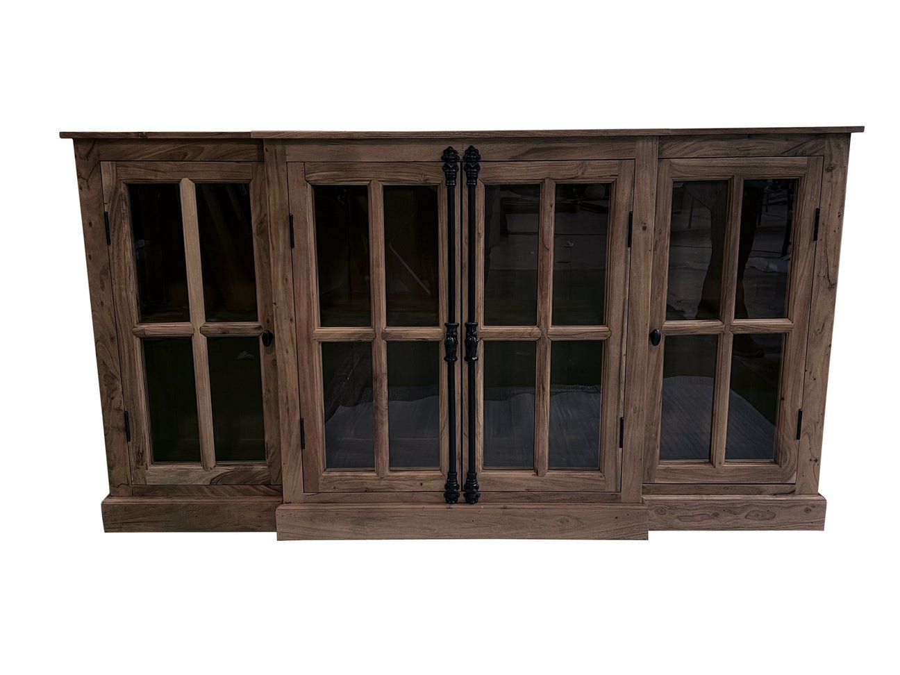 Willis 72 " 4 Door Breakfront Sideboard - Natural + Smoke - The Furnishery