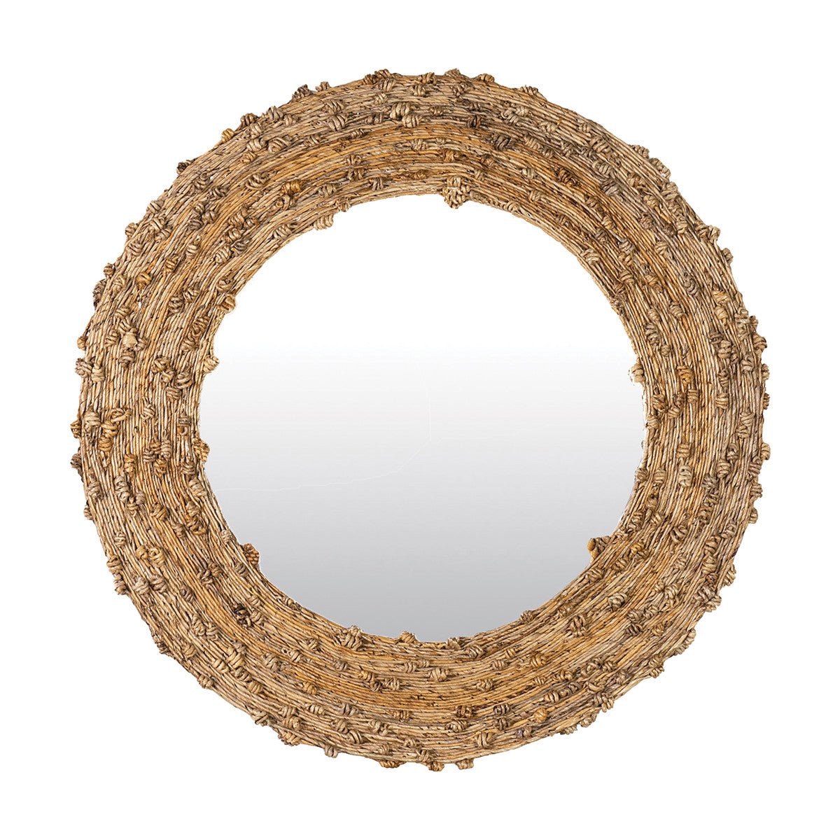 35" Knotted Natural Thread Round Mirror - The Furnishery