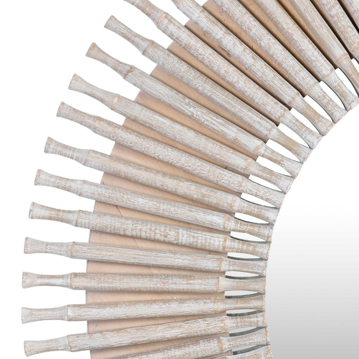 47" Casey Round Mirror, White Wash - The Furnishery