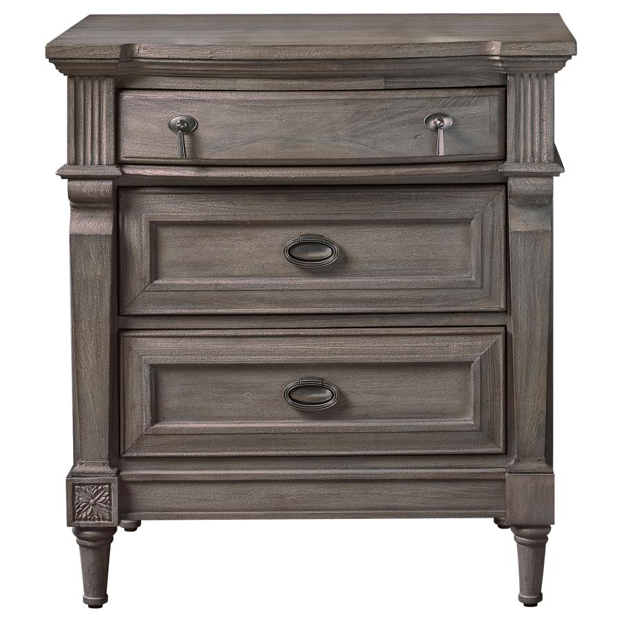 Alder 3-drawer Nightstand French Grey - The Furnishery