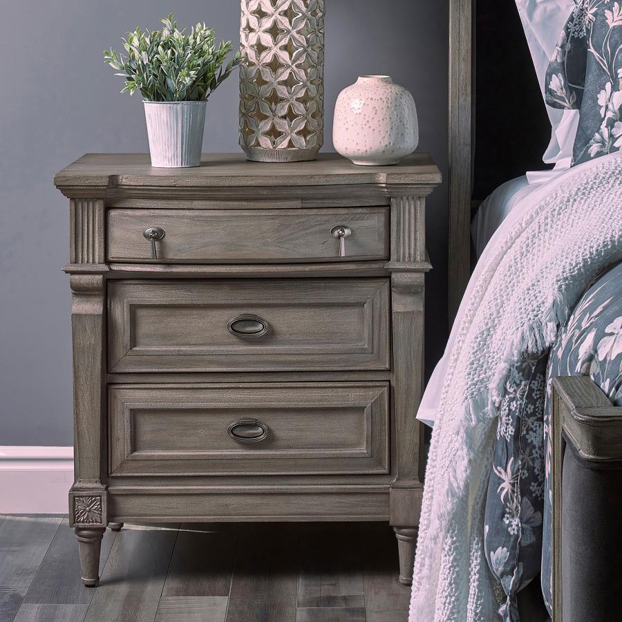 Alder 3-drawer Nightstand French Grey - The Furnishery