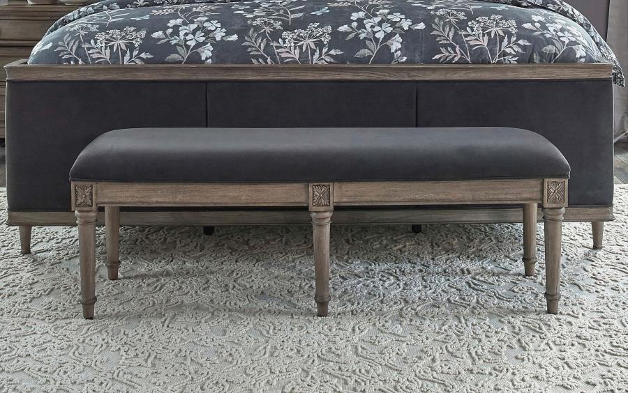 Alder Upholstered Bench French Grey - The Furnishery