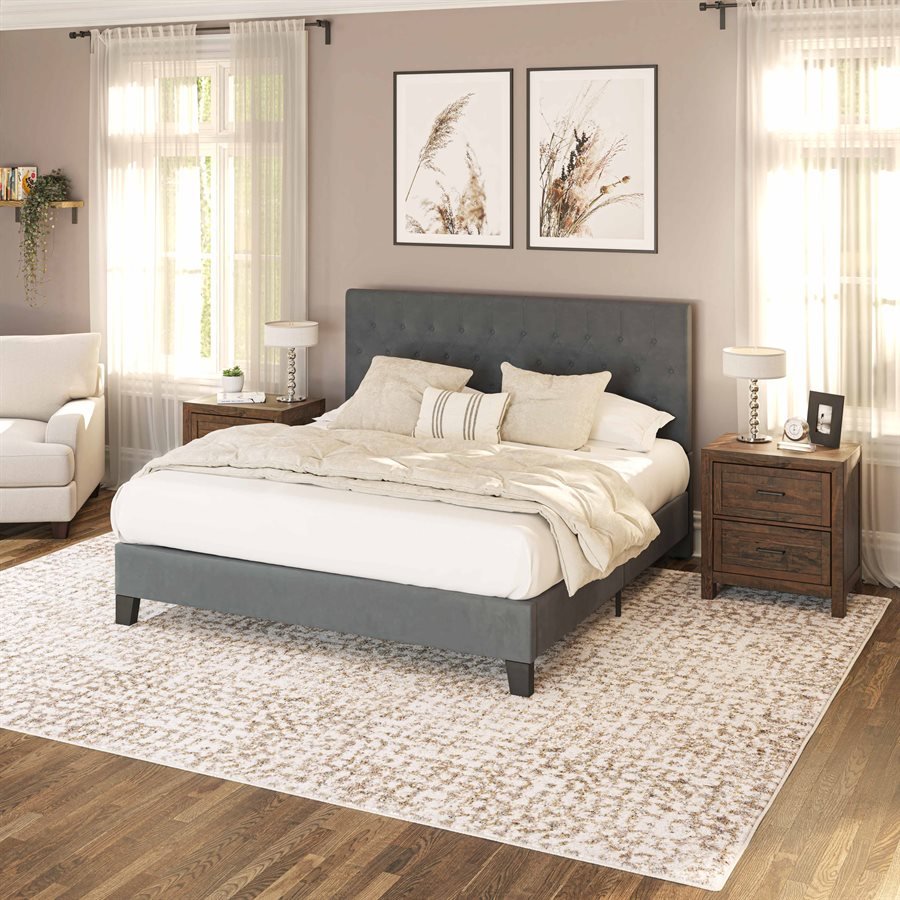 Aurora Tufted Upholstered Bed - Dark Grey - The Furnishery