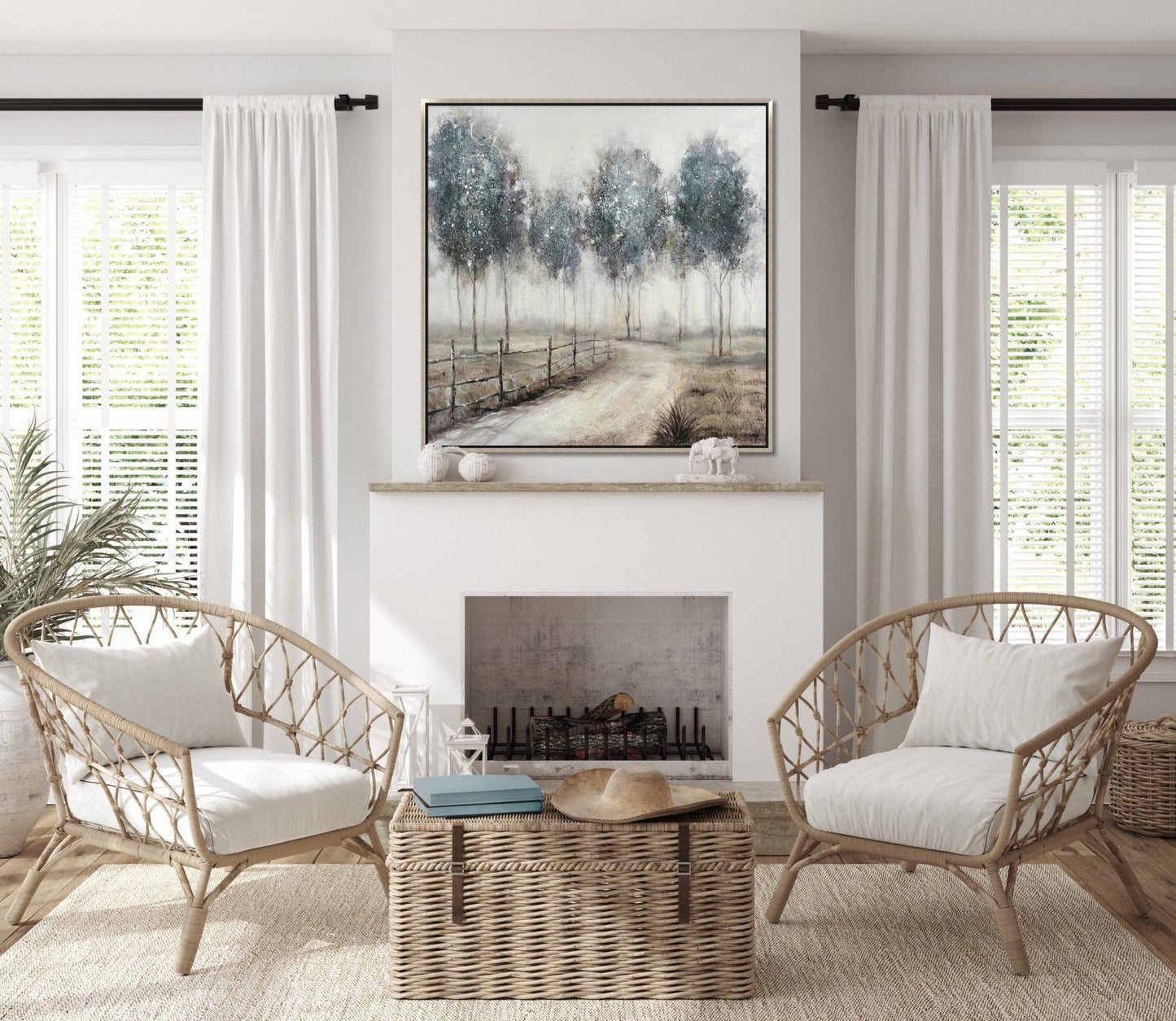 Beyond The Forrest - Oil Painting - Canvas Art - 40" x 40" - The Furnishery