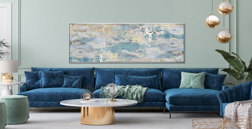 Blue Illustration - Canvas Art - 20" x 60" - The Furnishery