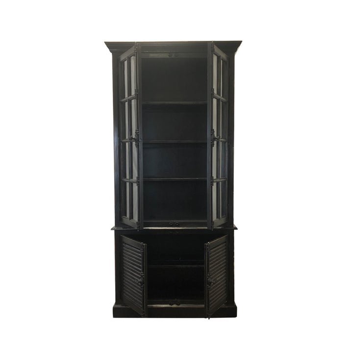 Bradley French Glass Casement Cabinet - Black - The Furnishery